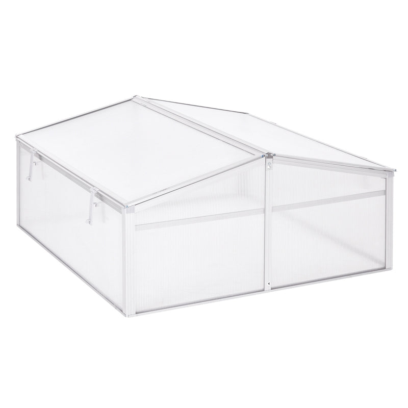 Outdoor Greenhouse Polycarbonate Grow House Flower Vegetable Plants Raised Bed Garden Allotment Protector Aluminum Frame 100 x 100 x 48 cm