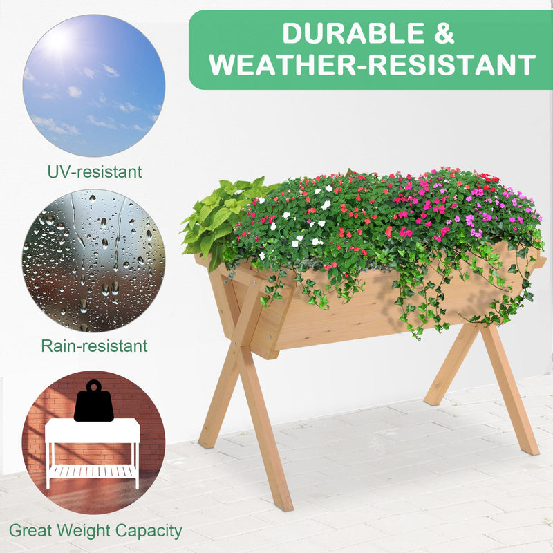 Wooden Planter Raised Bed Container Garden Plant Stand Vegetable Flower Box with Liner 100 L x 70 W x 80 H cm