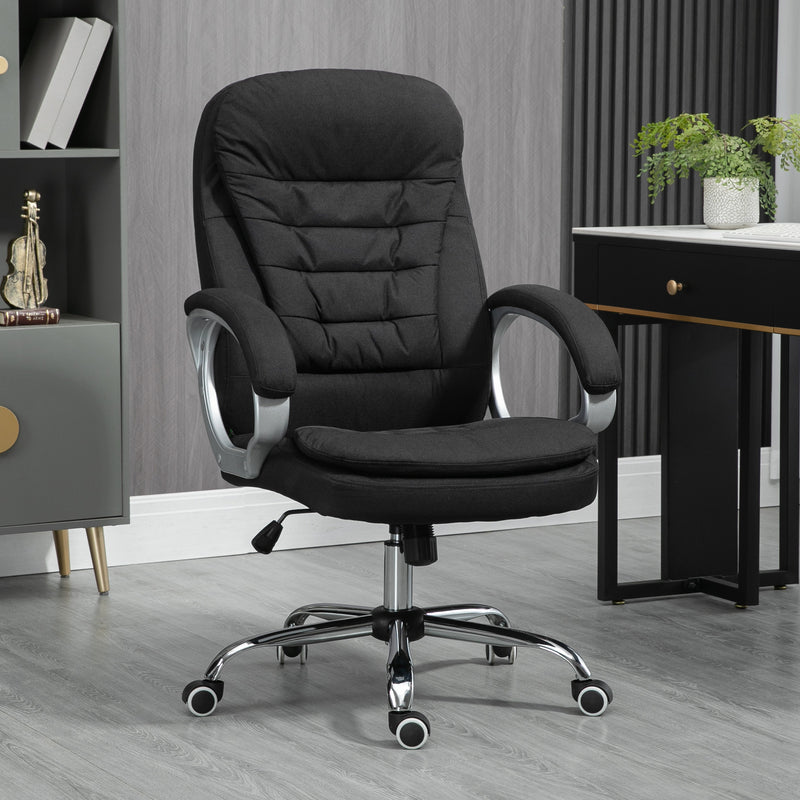 Ergonomic Office Chair Task Chair for Home with Arm, Swivel Wheels, Linen Fabric, Black