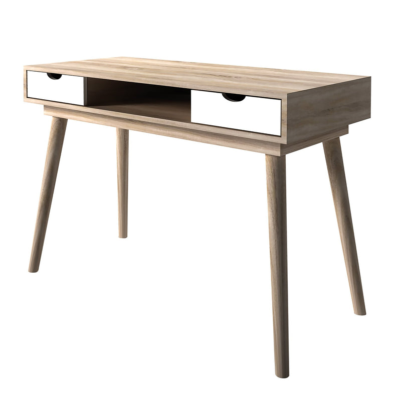 Scandi Desk Oak With White Drawers - Bedzy Limited Cheap affordable beds united kingdom england bedroom furniture