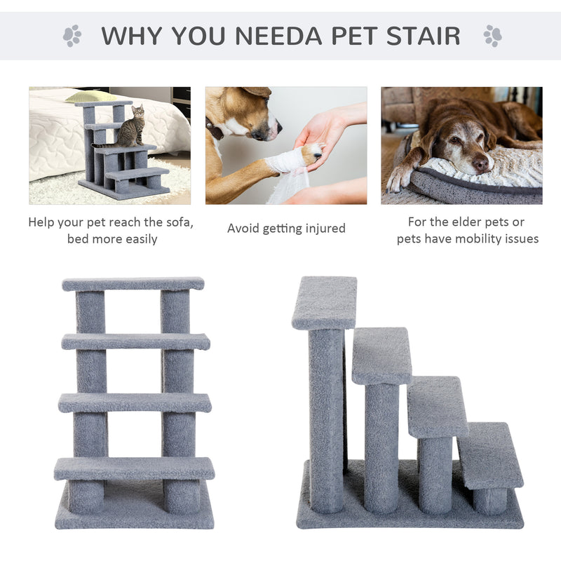 Pet Stair Pet Steps for Bed Cat Little Older Animal Climb Ladder Portable Pet Access Assistance 63.5x43x60cm Grey