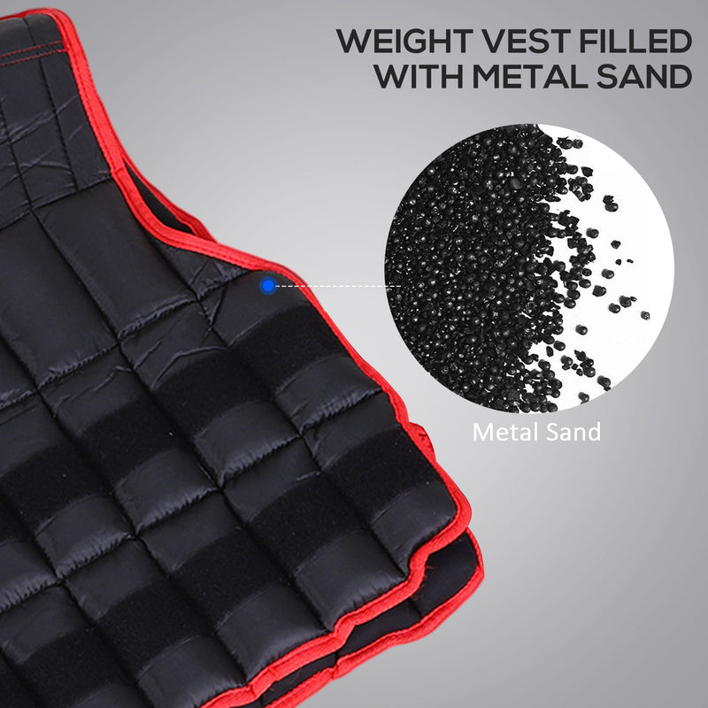 20kg Metal Sand Weight Adjustable Unisex Trainer Vest Black/Red