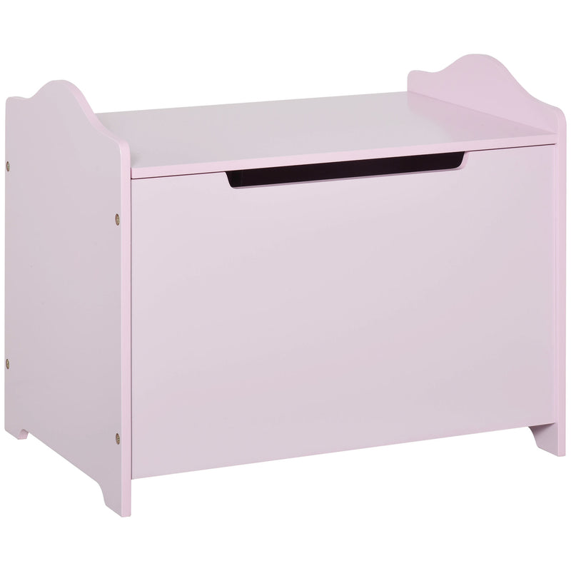 Wooden Kids Children Toy Storage Organizer Chest Safety Hinge Play Room Furniture Pink 60 x 40 x 48 cm