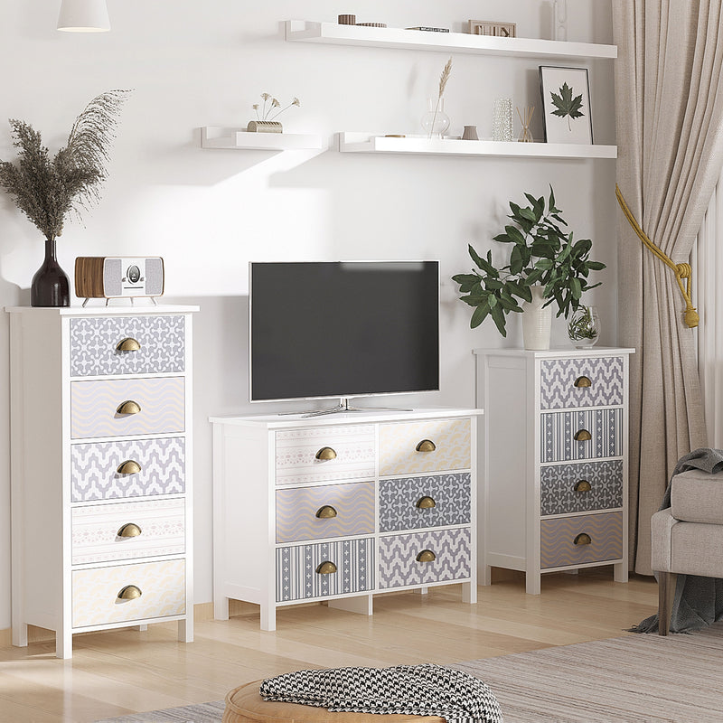 Chest of Drawers, 4-Drawer Dresser with Metal Handles, Slim Storage Cabinet Unit for Living Room, Bedroom