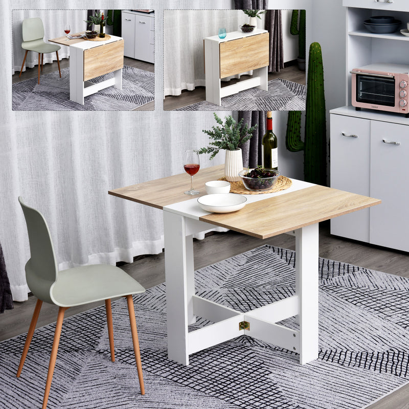 Particle Board Wooden Foldable Dining Table Writing Computer Desk PC Workstation Space Saving Home Office Oak & White