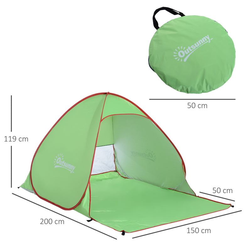 2-3 Person Pop up Tent Beach Tent Hiking UV 30+ Protection Patio Sun Shelter (Green)