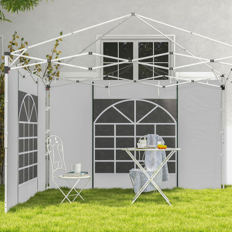 Gazebo Side Panels, 2 Pack Sides Replacement, for 3x3(m) or 3x6m Pop Up Gazebo, with Windows and Doors, White