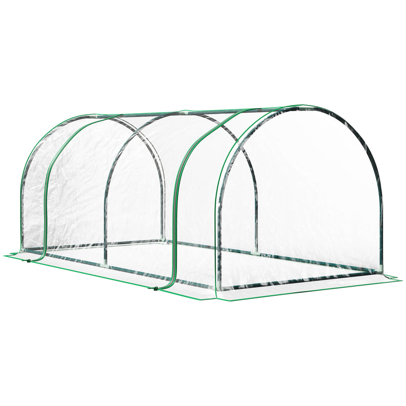 Tunnel Greenhouse Green Grow House for Garden Outdoor, Steel Frame, PE Cover, Transparent, 200 x 100 x 80cm