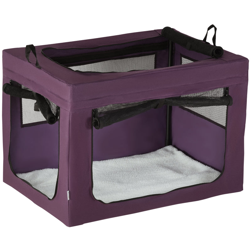 90cm Pet Carrier Portable Cat Carrier Foldable Dog Bag, Pet Travel Bag with Cushion for Medium and Large Dogs, Purple