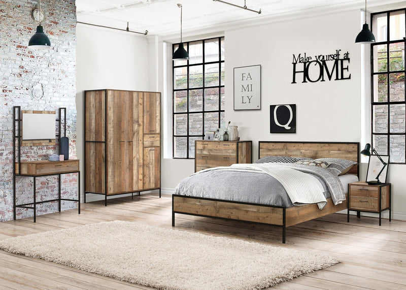 Urban Double Bed Rustic Brown - Bedzy UK modern and affordable home furniture England