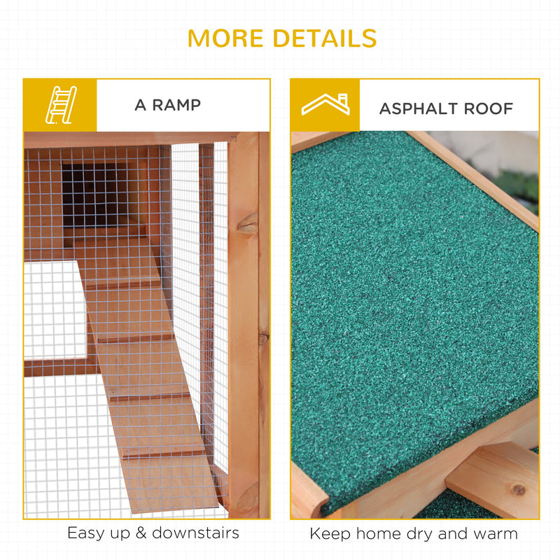 Wooden Rabbit Hutch and Run Guinea Pig Hutch Outdoor Bunny Cage Pull Out Tray Small Animal House 145 x 45 x 85 cm