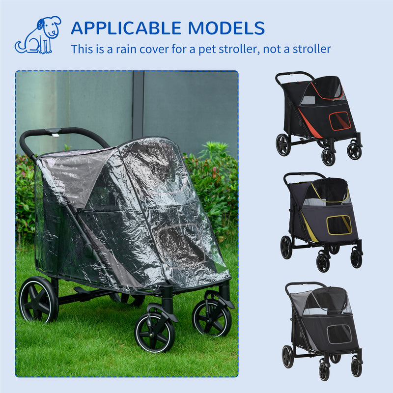 4 Wheel Pet Stroller with Rain Cover for Medium and Large Dogs - Black