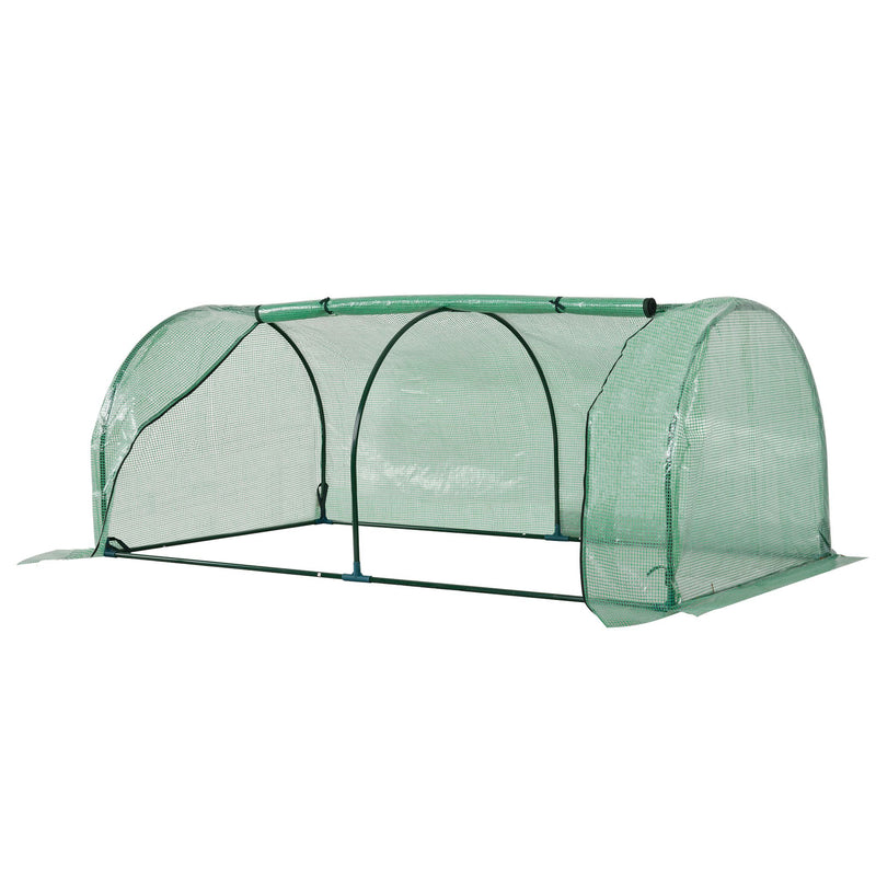Tunnel Greenhouse Green Grow House for Garden Outdoor, Steel Frame, PE Cover, Green, 200 x 100 x 80cm