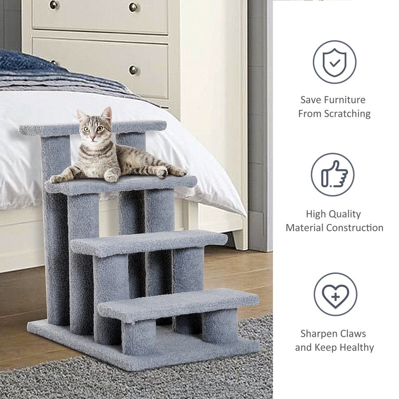 Pet Stair Pet Steps for Bed Cat Little Older Animal Climb Ladder Portable Pet Access Assistance 63.5x43x60cm Grey