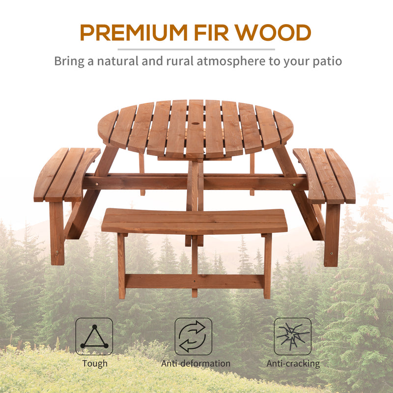 8 Seater Round Wooden Pub Bench Picnic Table Furniture Set for Outdoor Garden or Patio