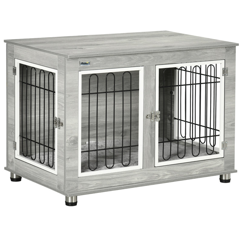 Dog Crate Furniture Side End Table with Soft Washable Cushion, Indoor Dog Kennel with Wire Mesh, Large Top, for Medium and Large Dogs