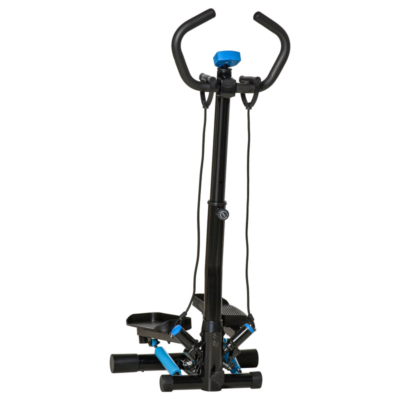 Adjustable Twist Stepper Fitness Step Machine, LCD Screen, Height-Adjust Handlebars, Home Gym, Black and Blue
