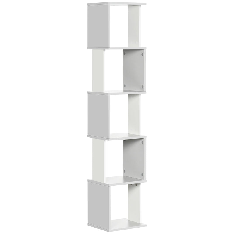 Modern 5-Tier Bookshelf, Freestanding Bookcase Storage Shelving for Living Room Home Office Study, Light Grey