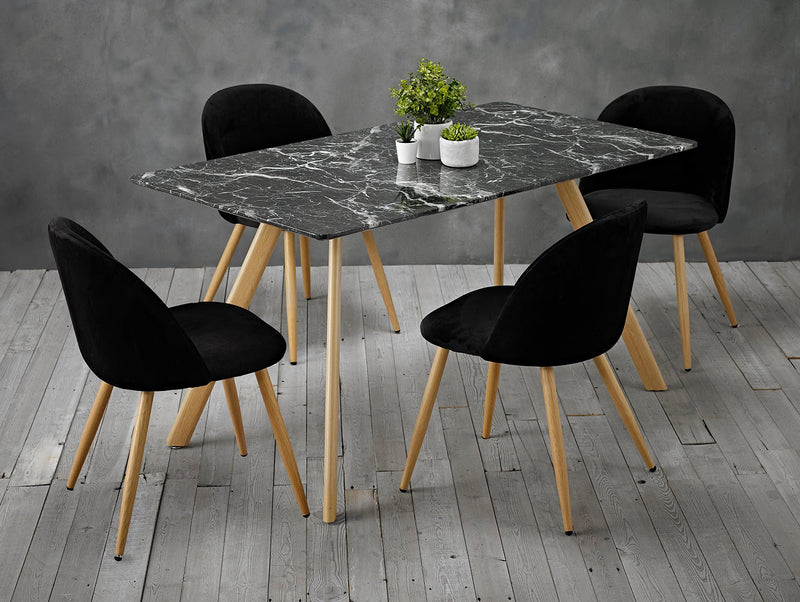 Venice Black Dining Table Marble Effect - Bedzy UK modern and affordable home furniture England