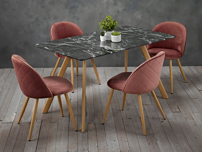 Venice Black Dining Table Marble Effect - Bedzy UK modern and affordable home furniture England