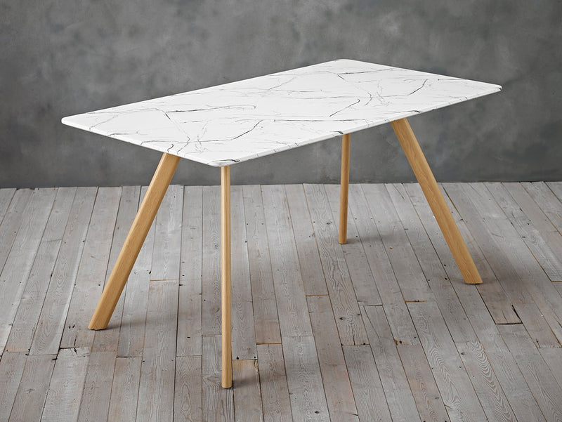 Venice White Dining Table Marble Effect - Bedzy UK modern and affordable home furniture England