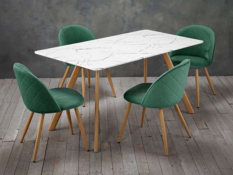 Venice White Dining Table Marble Effect - Bedzy UK modern and affordable home furniture England