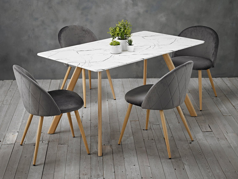 Venice White Dining Table Marble Effect - Bedzy UK modern and affordable home furniture England