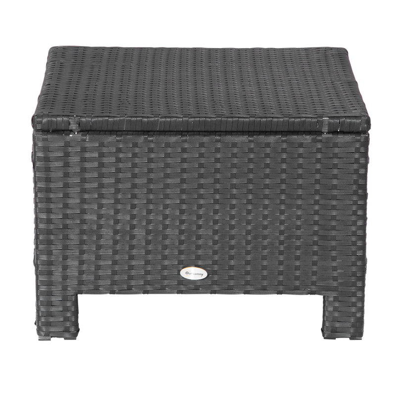 Rattan Footstool Wicker Ottoman with Padded Seat Cushion Outdoor Patio Furniture for Backyard Garden Poolside Living Room 50 x 50 x 35 cm
