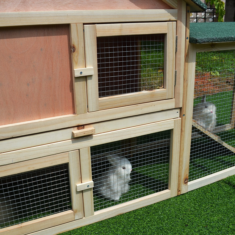 Deluxe Wooden Rabbit Hutch Bunny Cage House w/ Ladder Outdoor Run