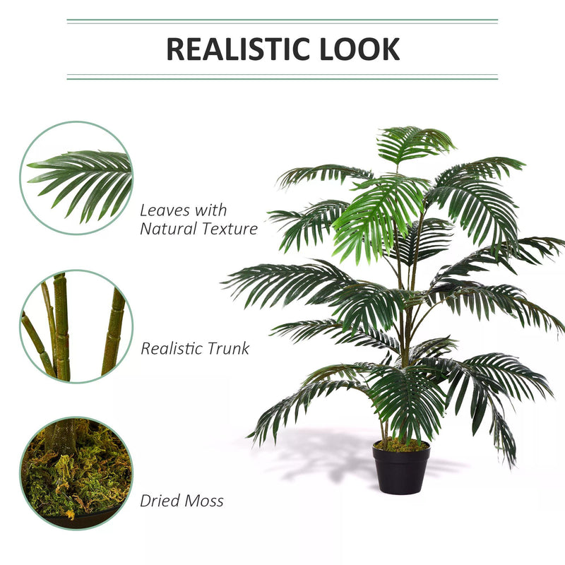 140cm/4.6FT Artificial Palm Plant Decorative Tree w/ 20 Leaves Nursery Pot Fake Plastic Indoor Outdoor Greenery Home Office Décor