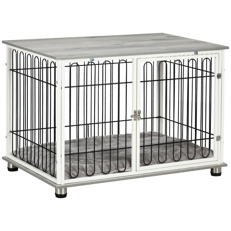 Dog Crate Furniture Side End Table with Soft Washable Cushion, Indoor Dog Kennel with Lockable Door, for Small and Medium Dogs