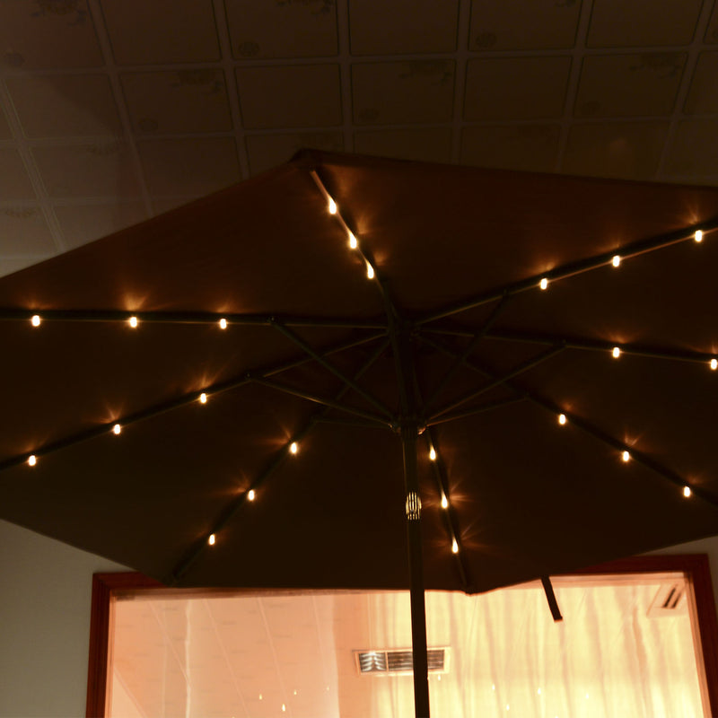 Umbrella Parasol 24 Solar LED-Brown/Coffee