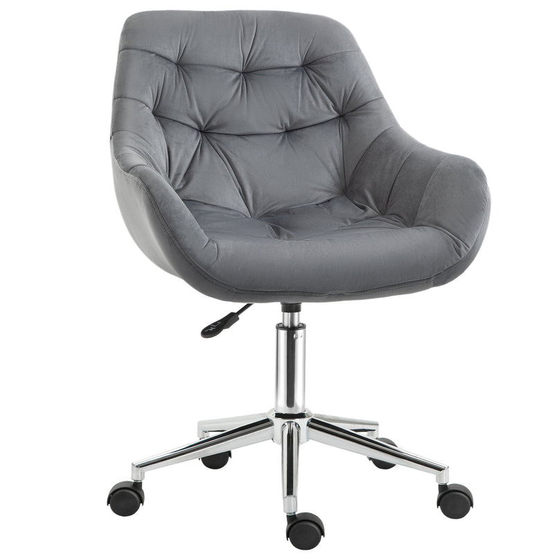 Swivel Chair Chair Velvet Ergonomic Computer Chair Comfy Desk Chair w/ Adjustable Height, Arm and Back Support, Dark Grey