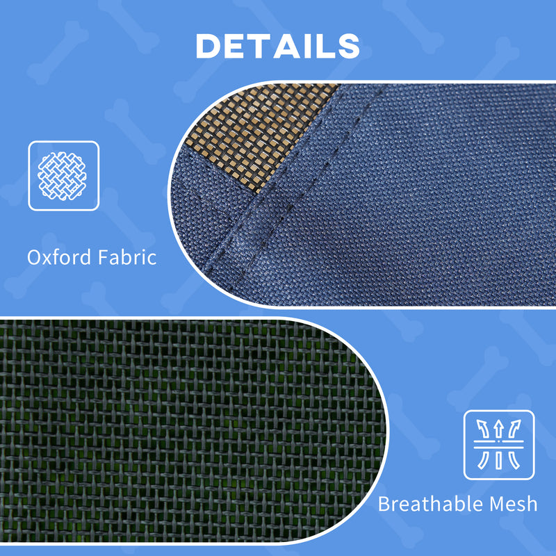 Raised Dog Bed Waterproof Elevated Pet Cot with Breathable Mesh UV Protection Canopy Blue, for Large Dogs, 92 x 76 x 90cm