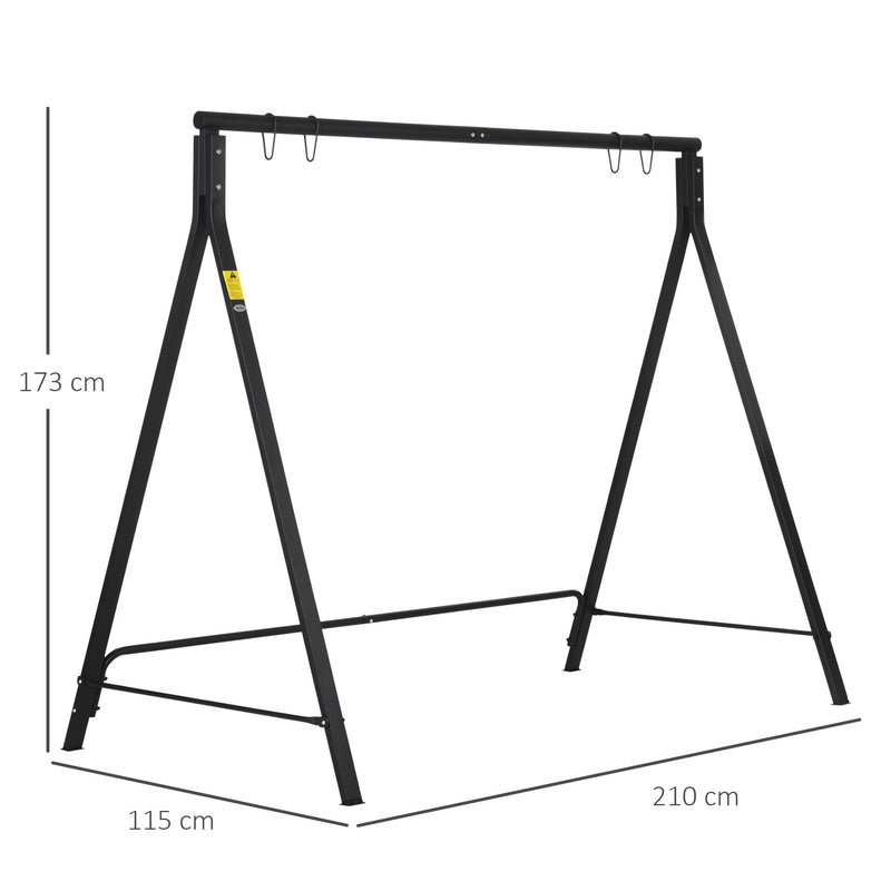 Metal Porch Swing Stand, Heavy Duty Swing Frame, Hanging Chair Stand Only, 240kg Weight Capacity for Garden, Patio, Lawn, Playground, Black