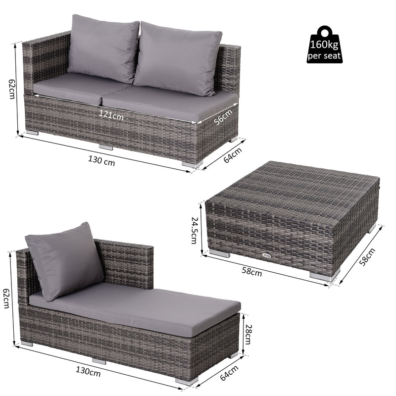 4-Seater Outdoor Garden PE Rattan Furniture Set Grey