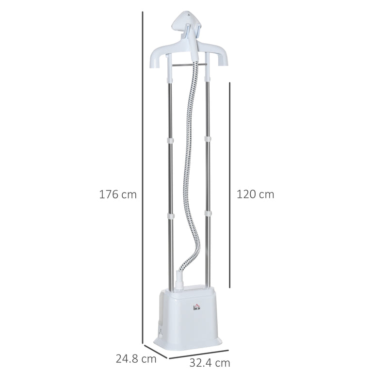 Upright Garment Clothes Steamer with 6 Steam Setting, 45s Fast Heat-up, 1.7L Water Tank and 45min Steamer, Wrinkle and Odour Remover, White