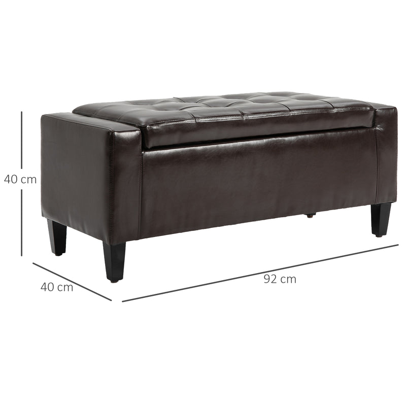 PU Leather Upholstered Lift-Top Tufted Ottoman Brown