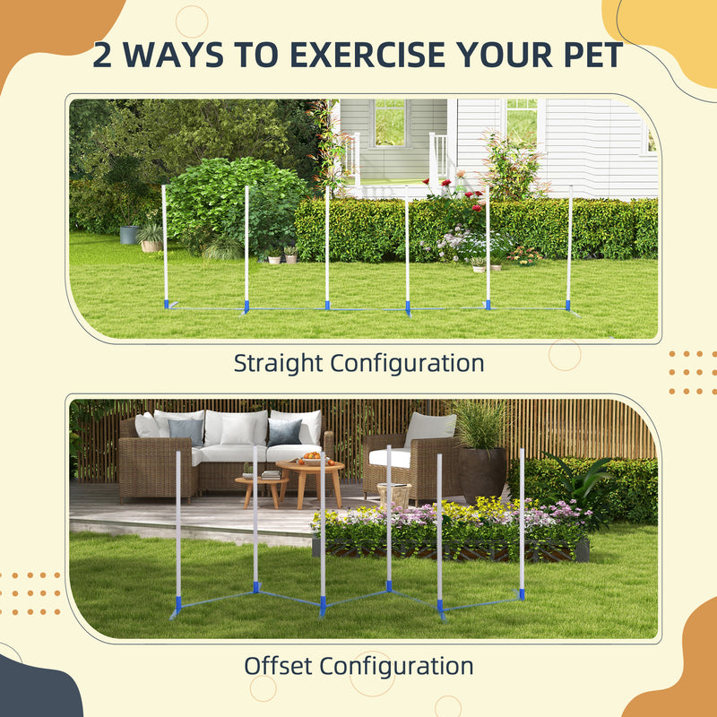 Adjustable Dog Agility Training Fun Obstacle Course Set with Weaves Poles and Storage Bag for Backyard or Park