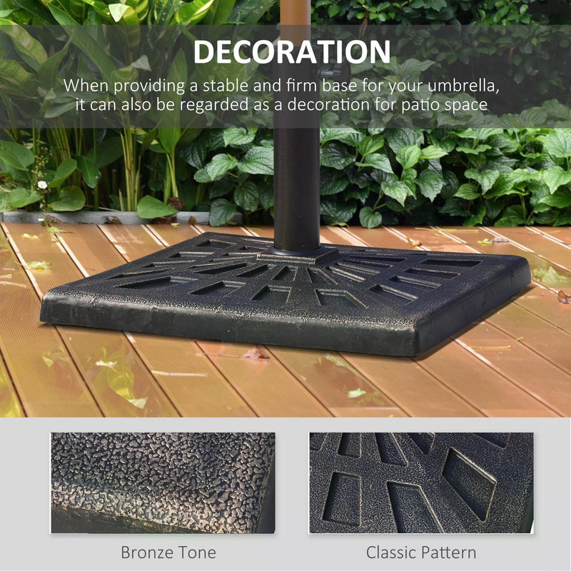 15kg Parasol Base Durable Patterned Colophony Garden Patio Square Umbrella Stand Base Stand Bronze