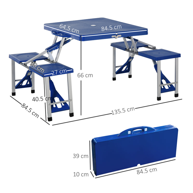 Portable Picnic Table W/ Bench Set-Blue