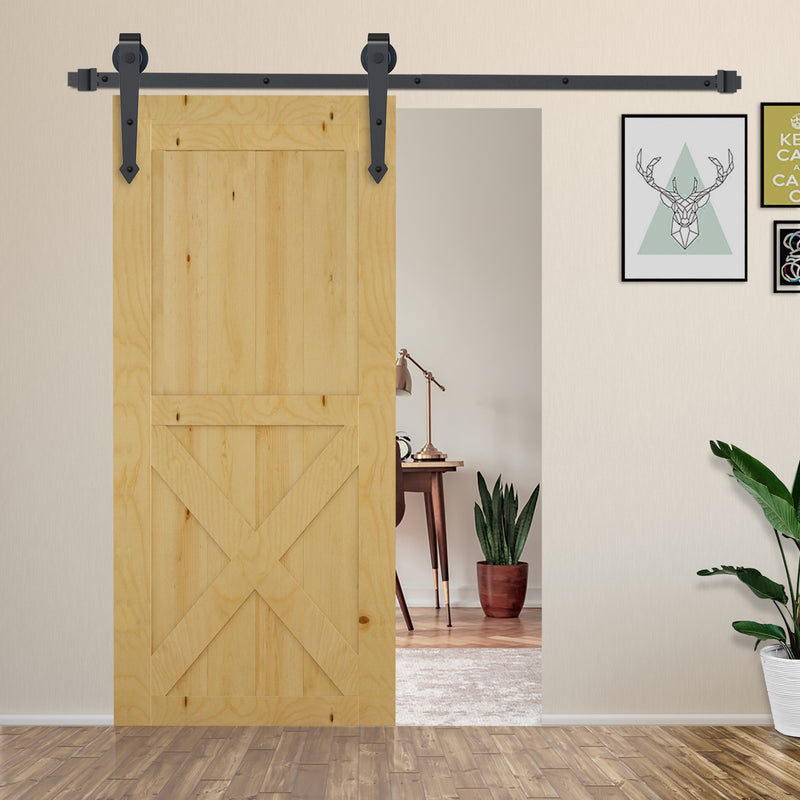 6.6FT / 2m Carbon Steel Sliding Door Kits Barn Hardware Closet Set Antique Style Track System For Single Wooden Door