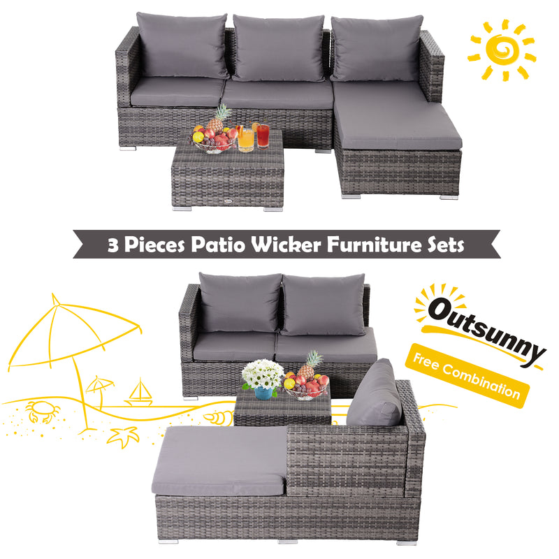 4-Seater Outdoor Garden PE Rattan Furniture Set Grey