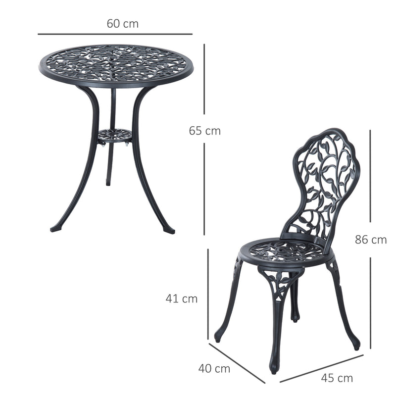 3 Pcs Cast Aluminum Bistro Set Garden Furniture Dining Table Chairs Antique Outdoor Seat Patio Seater