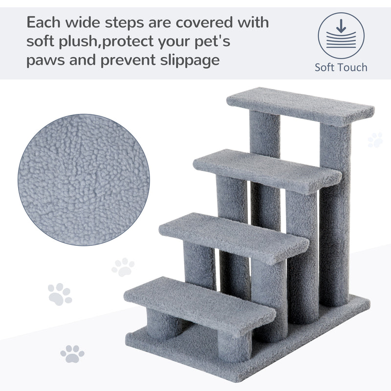 Pet Stair Pet Steps for Bed Cat Little Older Animal Climb Ladder Portable Pet Access Assistance 63.5x43x60cm Grey