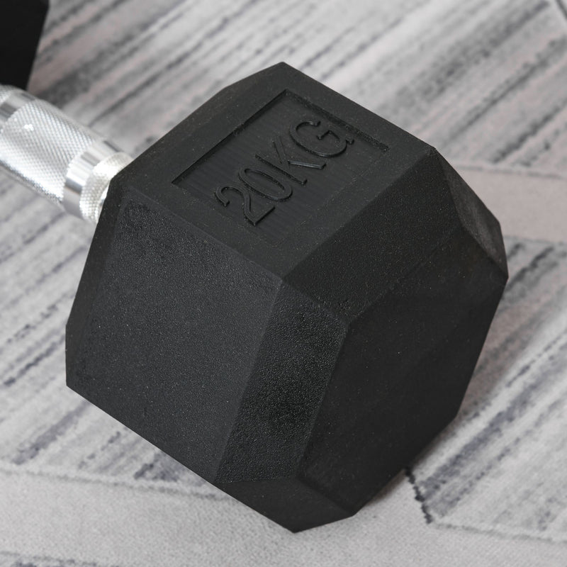 2x20kg Rubber Hex Dumbbell Portable Hand Weights Dumbbell Home Gym Workout Fitness Hand Dumbbell