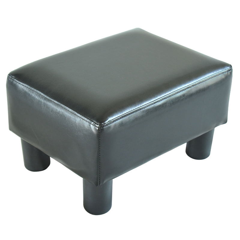 PU Leather Footstool Foot Rest Small Seat Foot Rest Chair Black Home Office with Legs 40 x 30 x 24cm