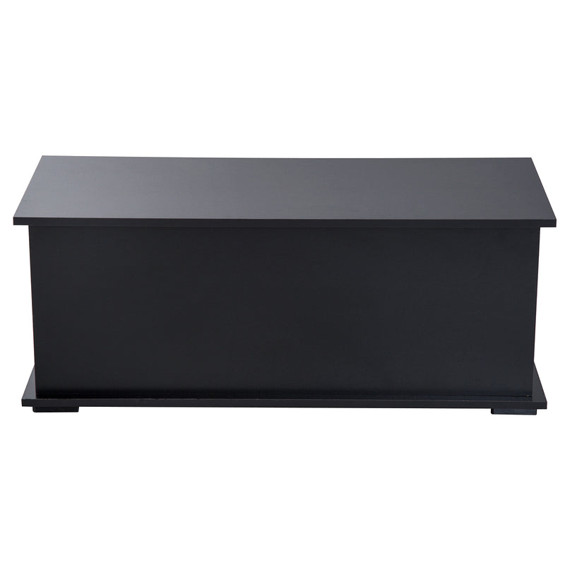 Wooden Storage Box Clothes Toy Chest Bench Seat Ottoman Bedding Blanket Trunk Container with Lid - Black