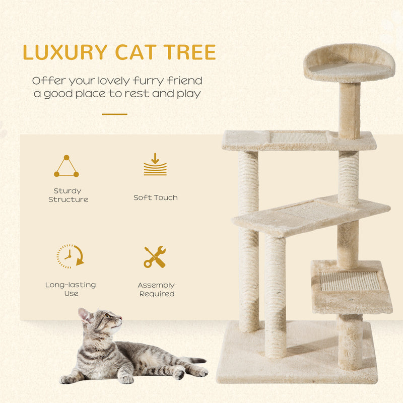 Cat Tree Kitten Scratch Scratching Scratcher Sisal Post Climbing Tower Activity Centre Beige