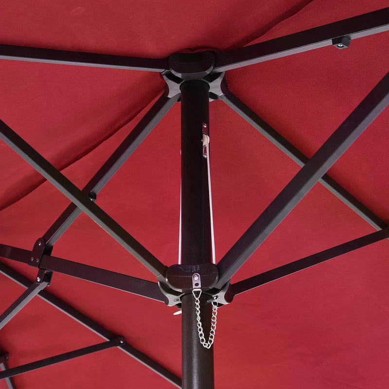 4.6m Double-Sided Patio Parasol Sun Umbrella-Wine Red
